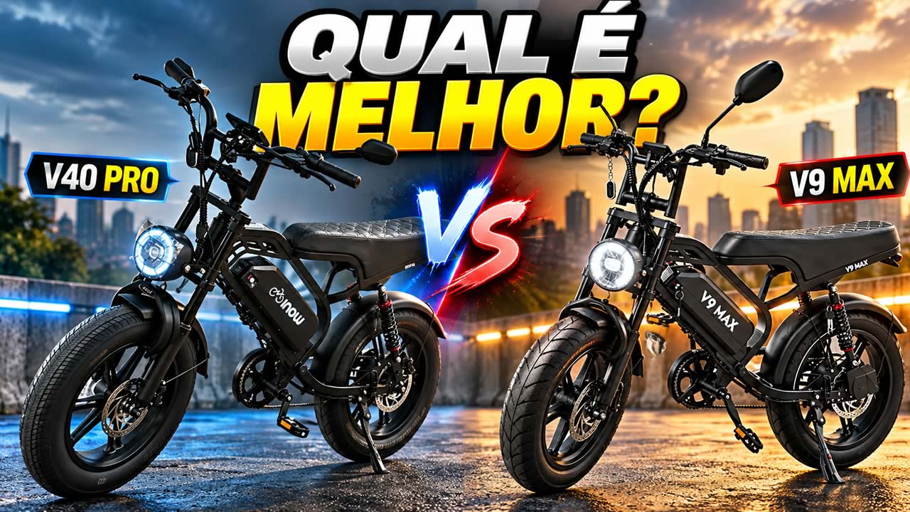 V40 Pro e V9 Max lado a lado em comparação de bicicletas elétricas 1000W