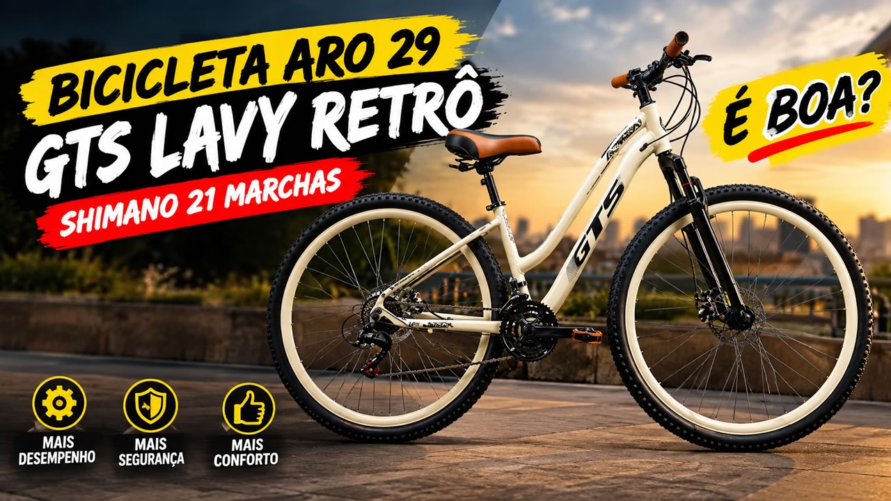 Bicicleta retrô GTS Lavy aro 29 bege com detalhes marrons