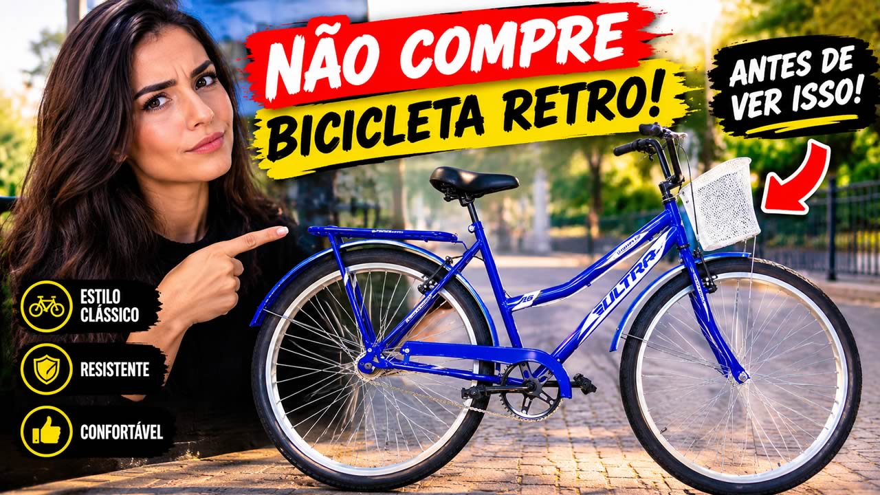 Bicicleta retrô Ultra Bikes Summer aro 26 azul com cesto e bagageiro