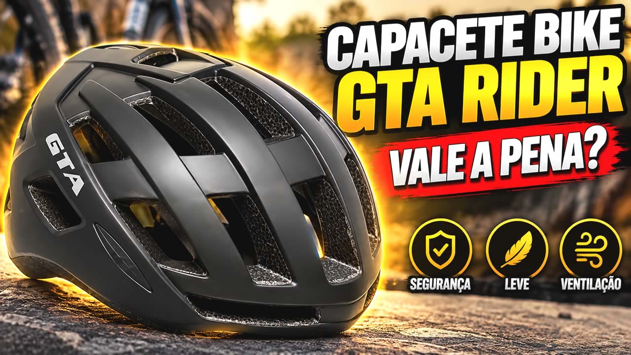 Capacete bike GTA Rider preto com LED traseiro e ajuste regulável