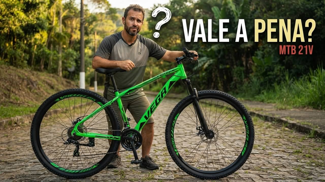 Bicicleta Vega Aro 29 21V verde com quadro de alumínio e freio a disco